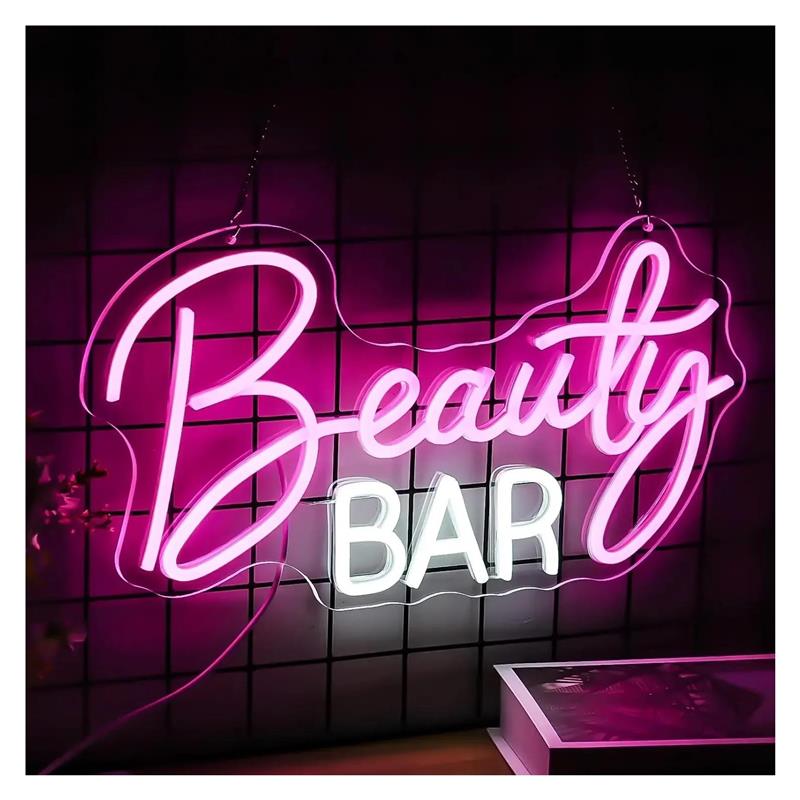 Beauty Makeup Bar - Neonowy szyld Beauty Bar, ściemnialne oświetlenie