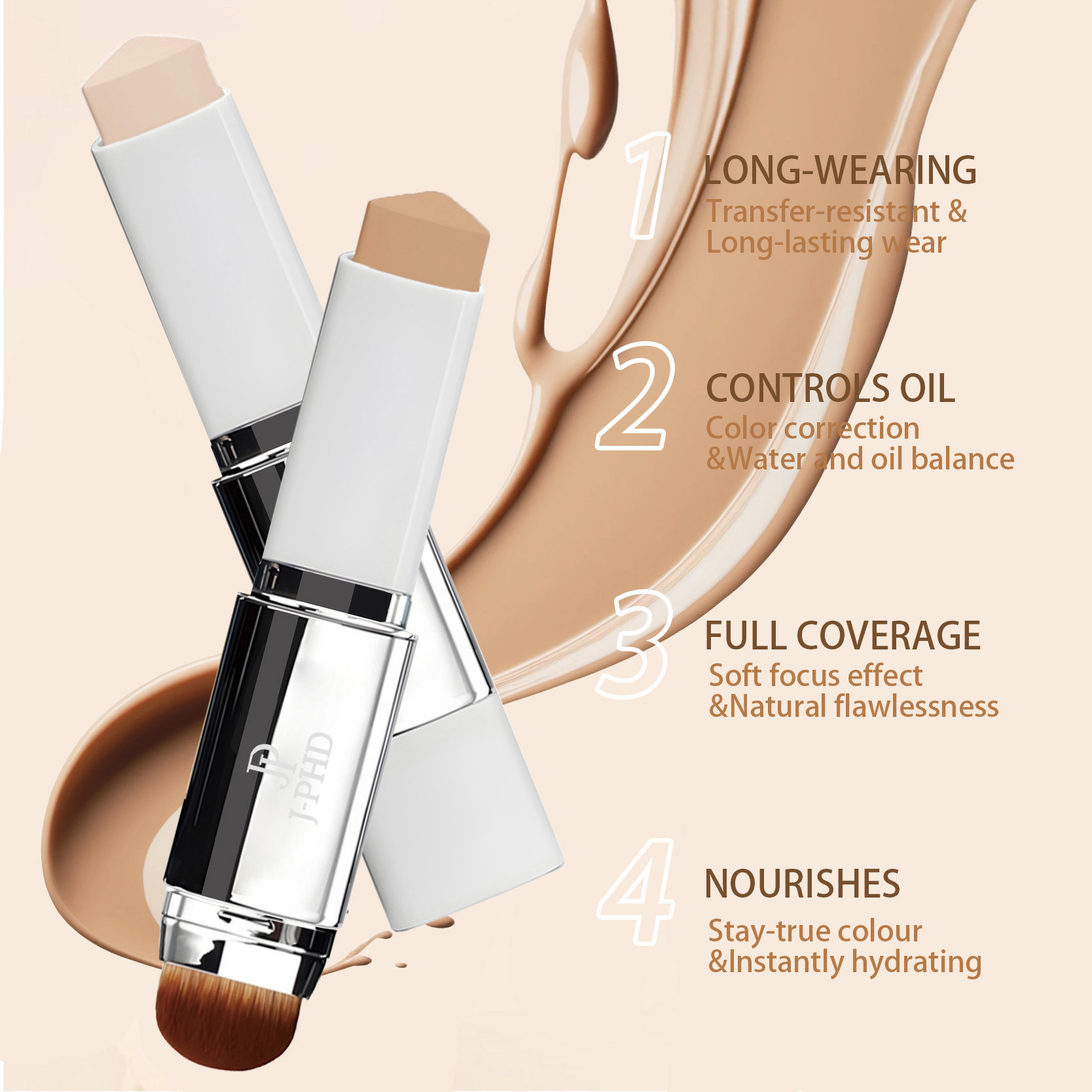 J Beauty Makeup - Kremowy podkład w sztyfcie z dwustronną