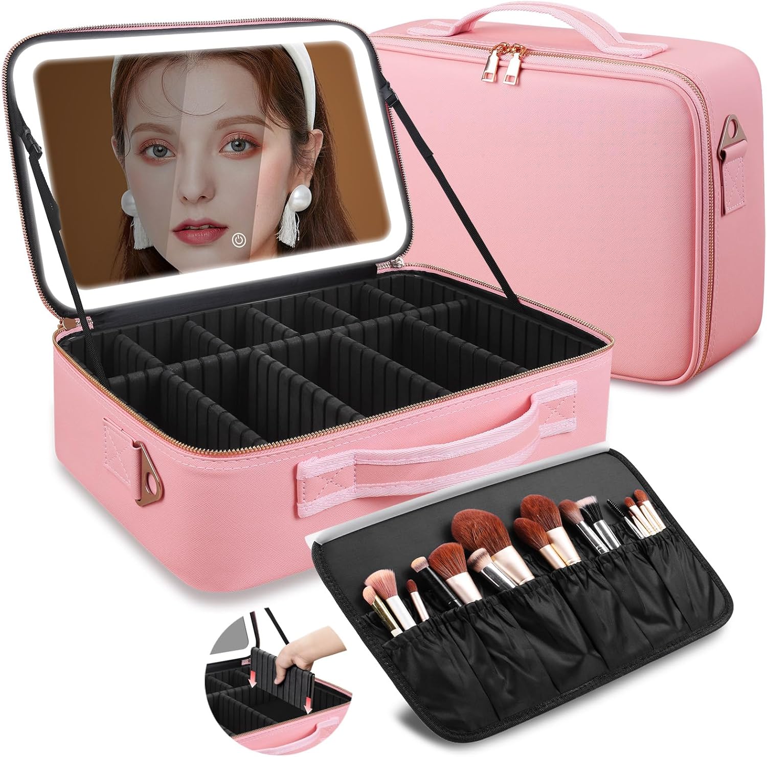 Beauty Makeup Vanity - Duża kosmetyczka z lustrem LED 15''X11''